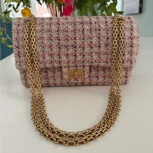 Chanel Pink Reissue 2.55 Tweed Flap Shoulder/Crossbody Bag ~ EUC & COA